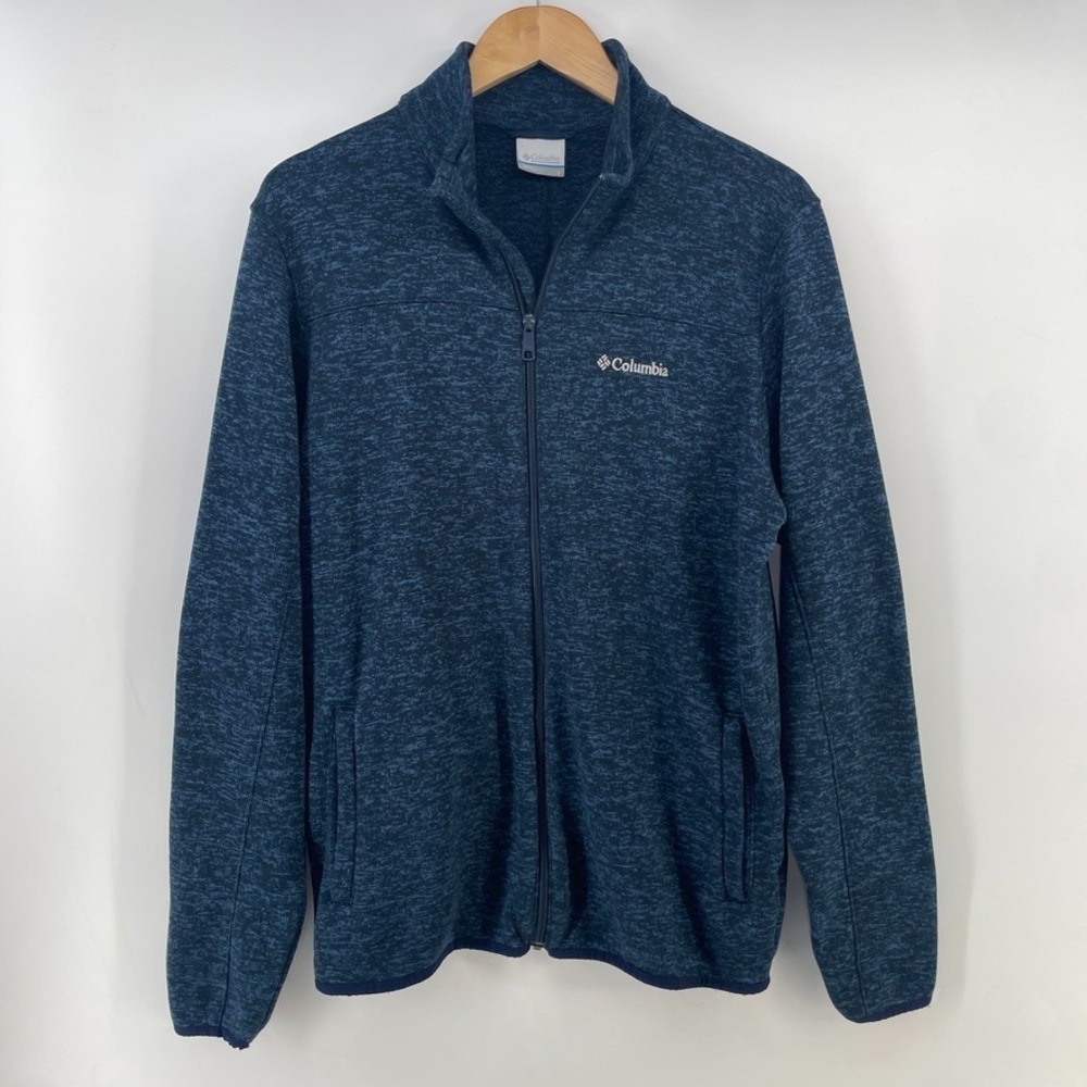 Columbia‎ Jacket Mens Large Blue Full Zip Fleece Sweater Knit Outdoors Casual